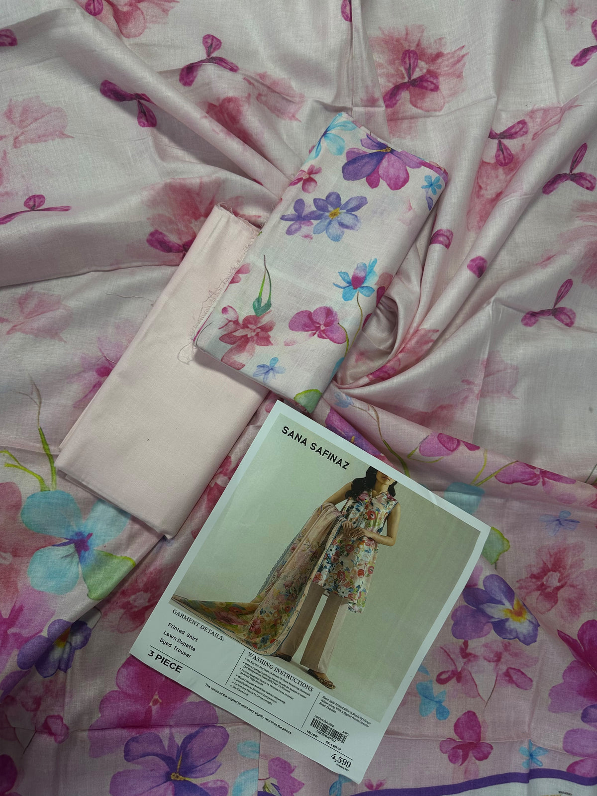 Sana Safinaz Pink Flora Printed 3Pcs