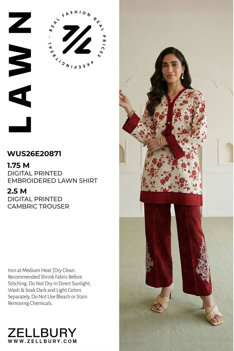 Zellbury D.C:-WUS26E20871  Embroidered Textured Lawn 2Pcs Collection
