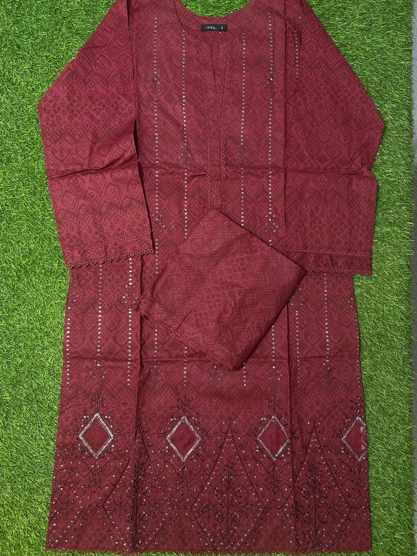 Aifa Maroon Luxury Lawn Stitched Embroidery 2Pcs Collection