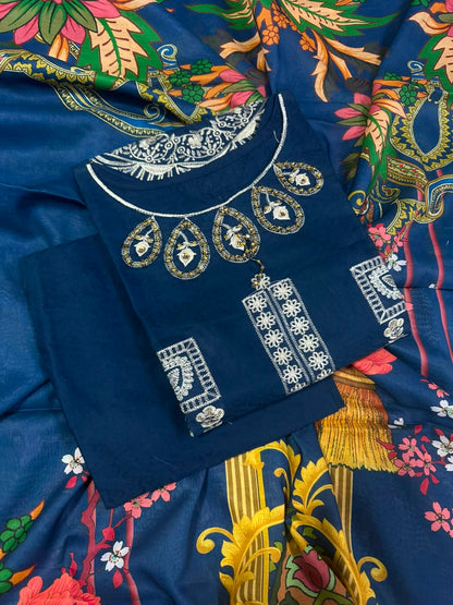 BQ EMBROIDERY BLUE STITCHED 3PCS RANDOMLY DESIGN