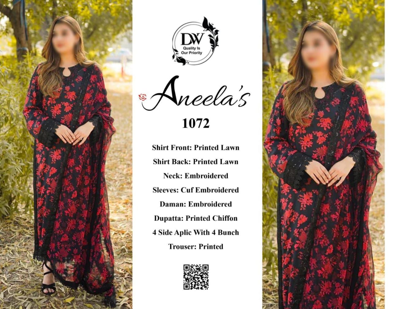 Aneela's Elegant 3PC Unstitched Lawn Suit Collection
