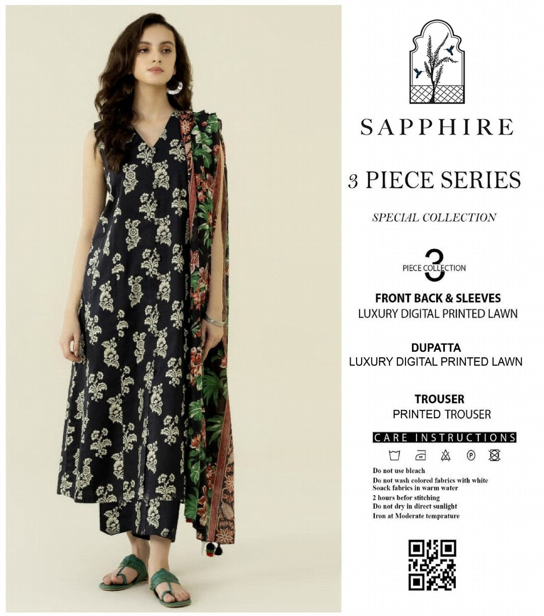 Sapphire Flora Unstitched Lawn 3 Pieces in Wholesale Price 🔥❤️
