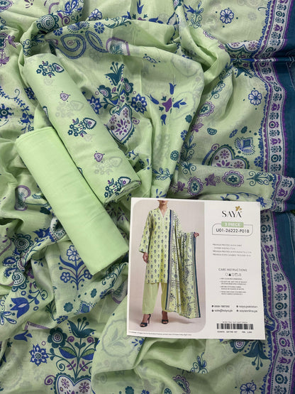 SAYA D.C:-U01-26222-P01B - 3 Piece Printed Lawn Collection