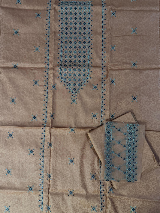 🩵 Saqafat PEACH– 100% Original 2PC Embroidered Unstitched Lawn 🌸