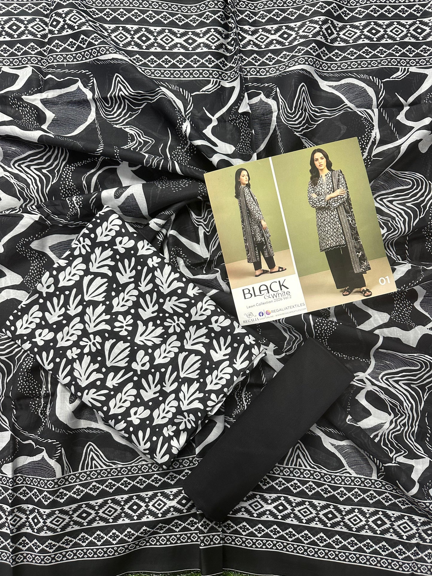 Salina Black & White Lawn Collection Vol-2 Design # 1