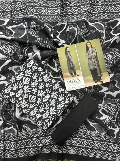 Salina Black & White Lawn Collection Vol-2 Design # 1