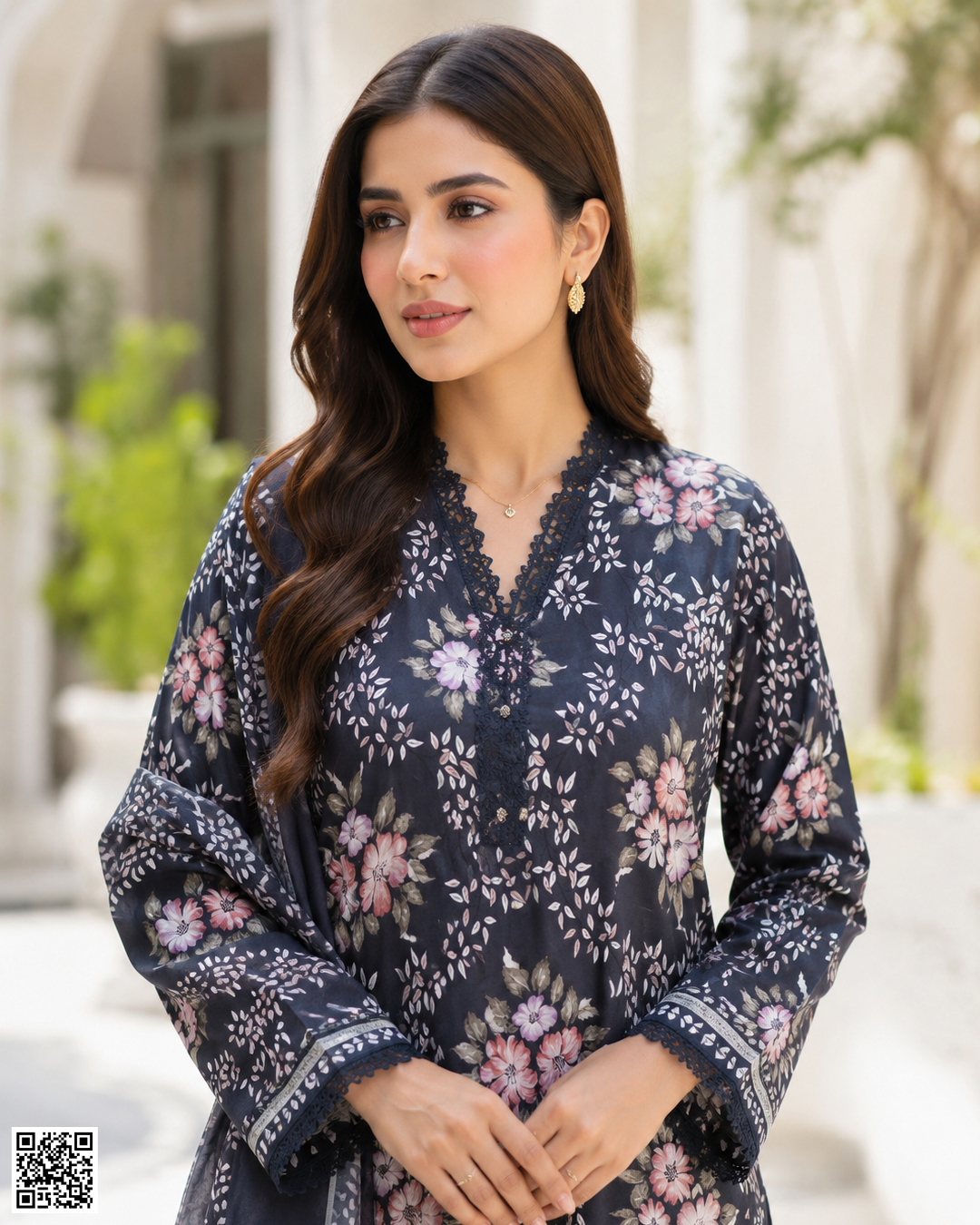 Tawakkal Black Lawn Unstitched Shirt Piece