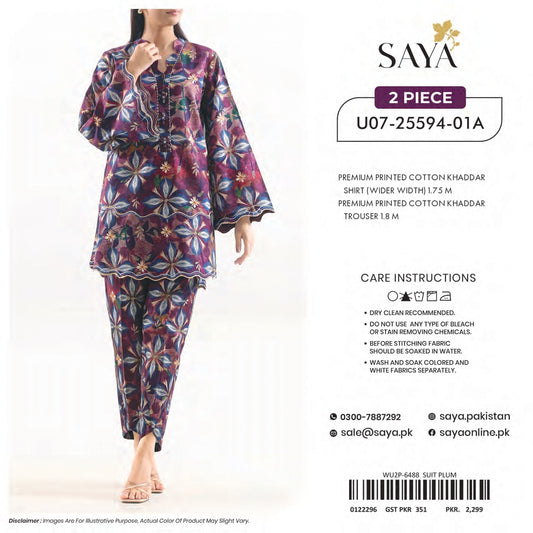 SAYA 100% ORIGINAL Unstitched Cotton Khaddar 2 Piece 🔥❤️