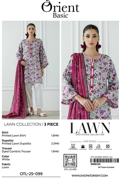 Orient Unstitched Lawn 3 Piece Collection D.C:- OTL-25-099