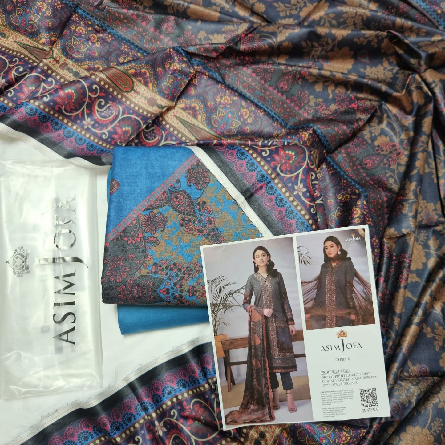 Asim Jofa Unstitched Lawn Printed 3PC In Wholesale Price