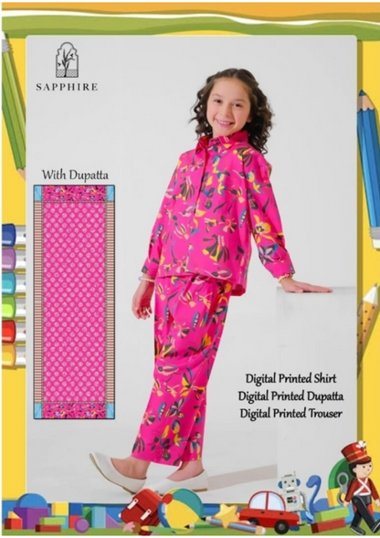Sapphire Unstitched Kids Collection Lawn 3 Piece 💕👧
