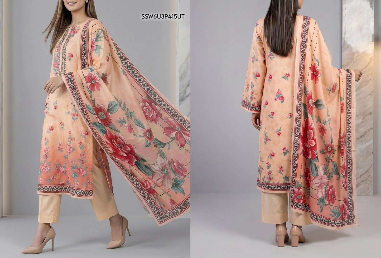 Eshaal Premium 3PC Lawn Collection Design No# SSW6U3P415UT