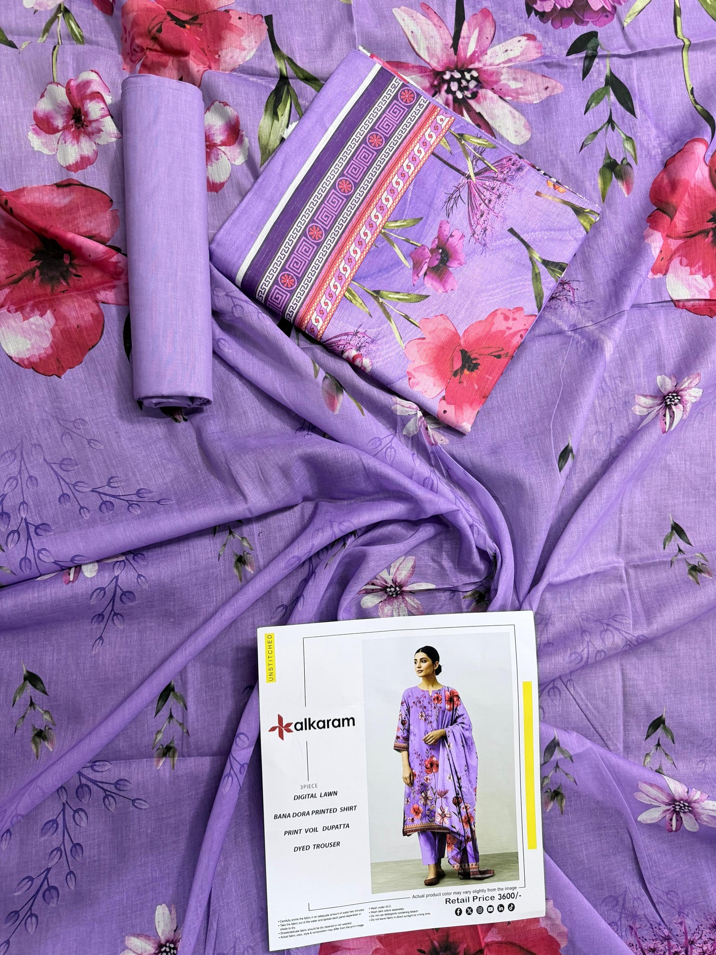 🔥 ALKARAM Tanadora – Premium Luxury Collection 🔥 Soft Lilac / Lavender (Halki Jamuni) light purple