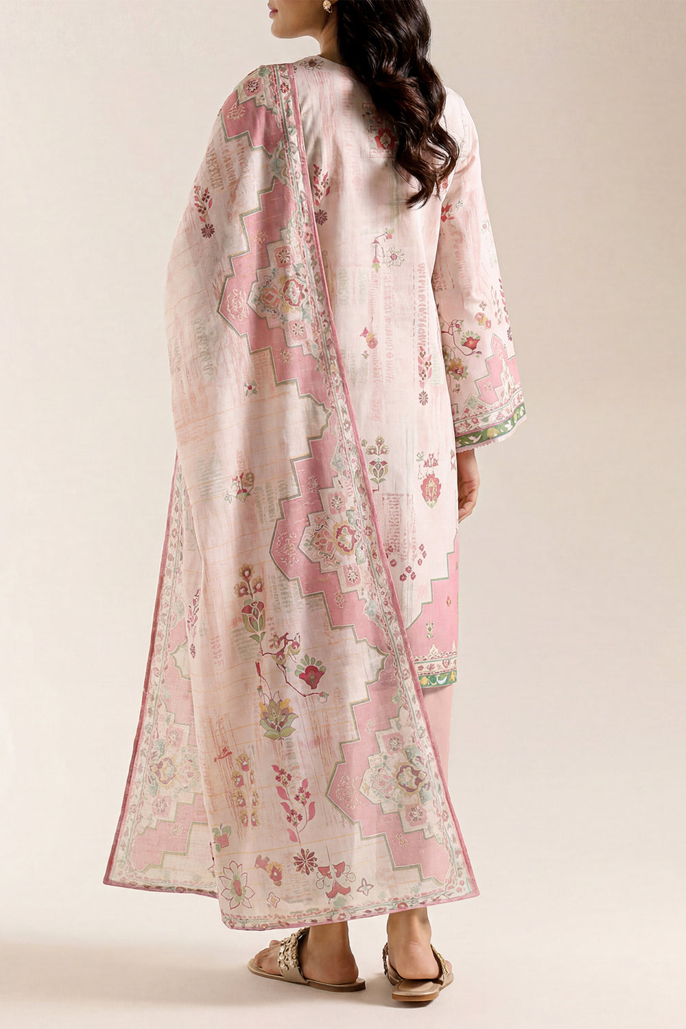 Saya Pastel Peach 3PCs Printed Lawn Unstitched Collection