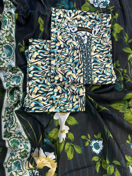 Saira Samina Blue Multi Stitch 3Pcs