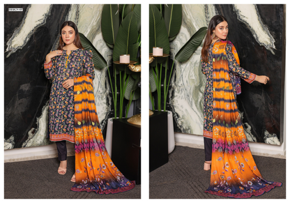 JAWED ARTS ZEBTAN –  3PC UNSTITCHED SUIT Design: 7