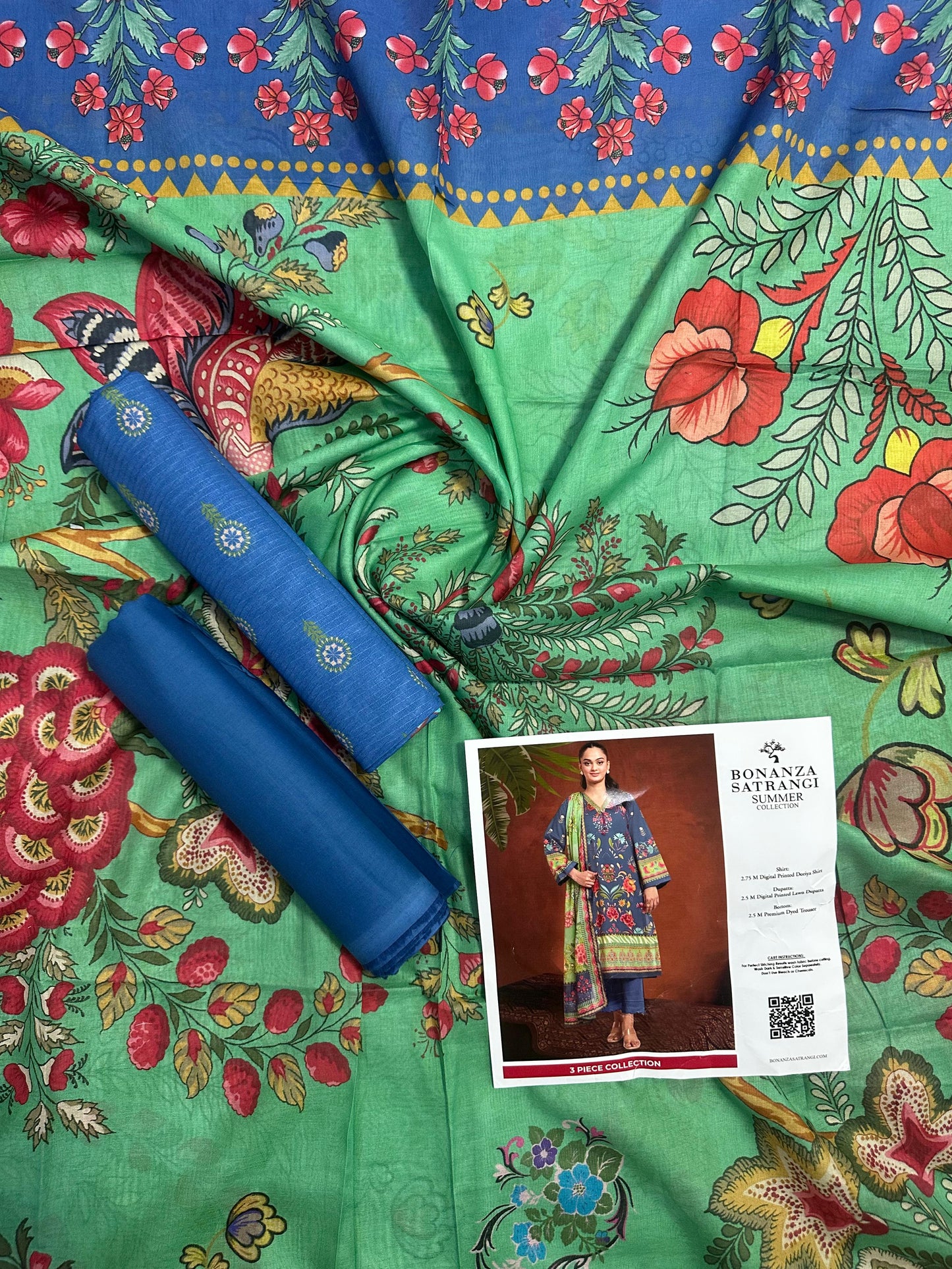 Bonanza Satrangi Blue-Cambric 3 PCs Doriya Lawn Unstitched Collection