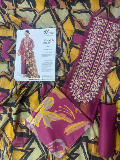 RUQAYYAHS – Digital Printed Embroidered Lawn Collection 2026 Design # 02