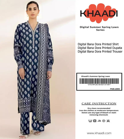 KHAADI Doria Stripe 3P Unstitched Ladies Suit