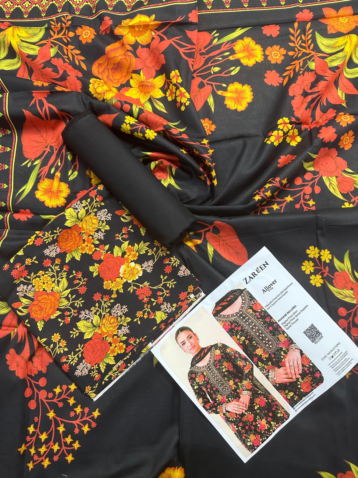 ZAREEN Black 3pcs Allover