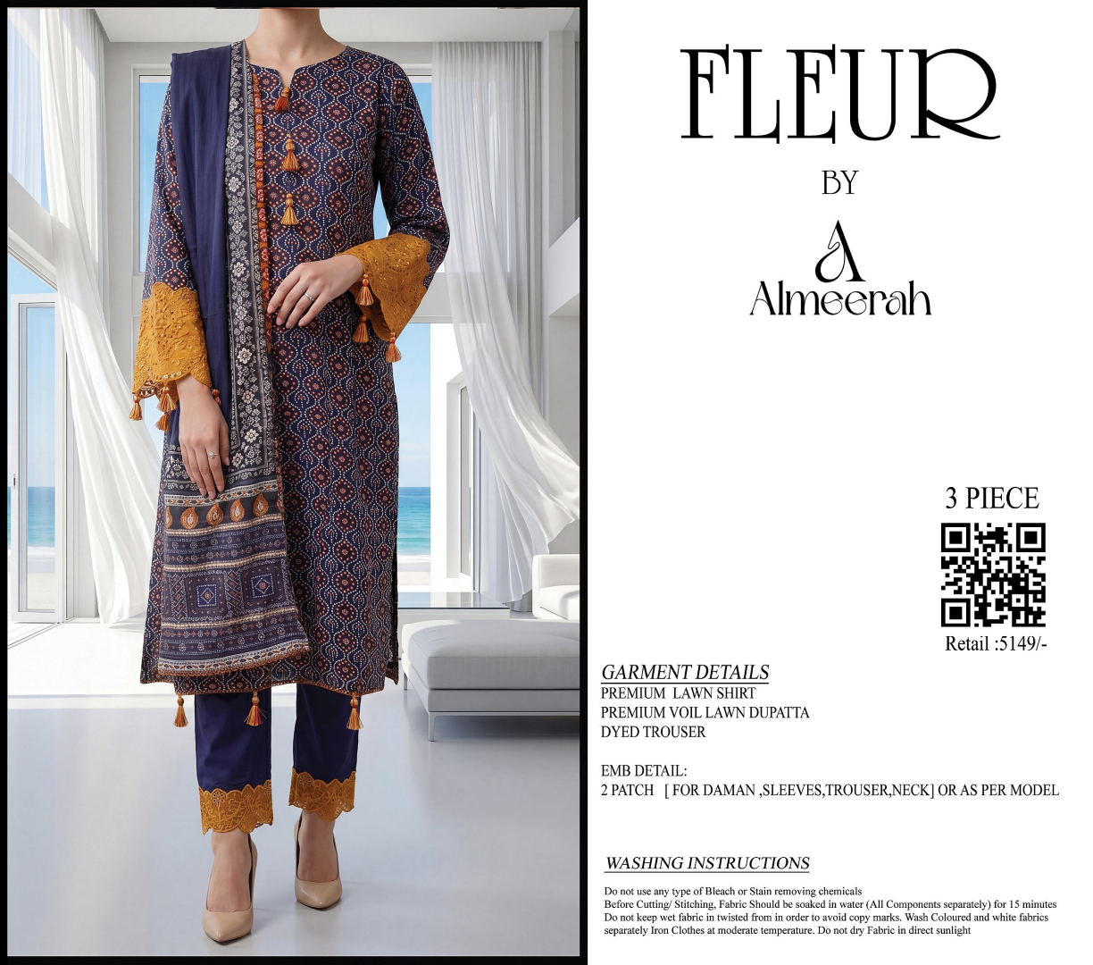 Fleur By Almeerah - Violet Dusk – Digital Chundri Lawn Unstitched Collection