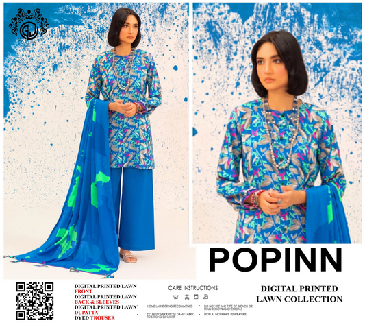 Popinn Dark Blue Printed Lawn Collection