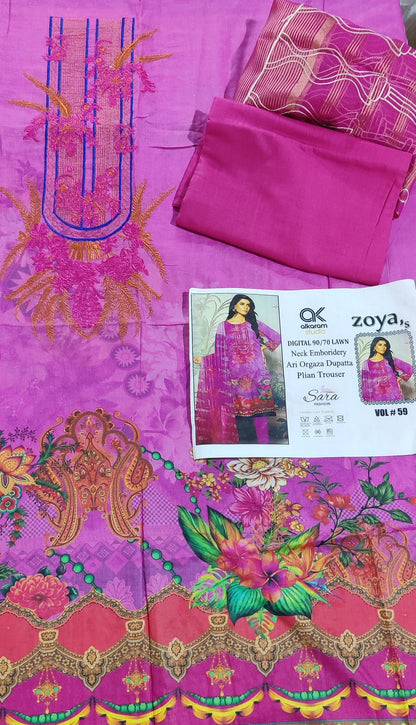 Alkaram Zoya’s Premium Digital Printed Lawn 3-Piece Suit Collection