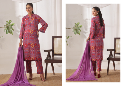 MJ Safaa Print Kari Lawn Collection – Chapter S - Premium Printed Lawn 3-Piece Suit Design#D-E0501-07