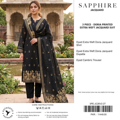 Sapphire Black Gold Jacquard 3Pcs