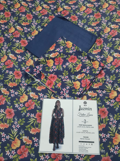 Jazmine Lawn Unstitched 3 Pieces ❤️🔥