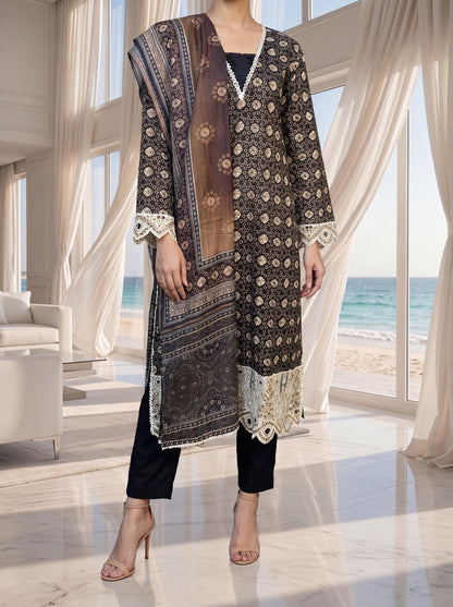 Fleur By Almeerah - Obsidian Core – Digital Chundri Lawn