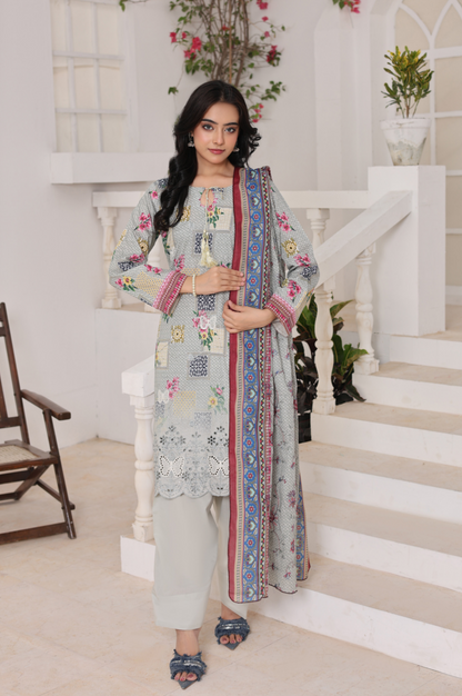 Bonanza Sage Gray Embroidery 3pcs Unstitched Collection