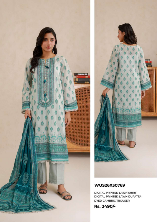 ZELLBURY Unstitched Lawn Collection 2026 Design # WUS26X30769