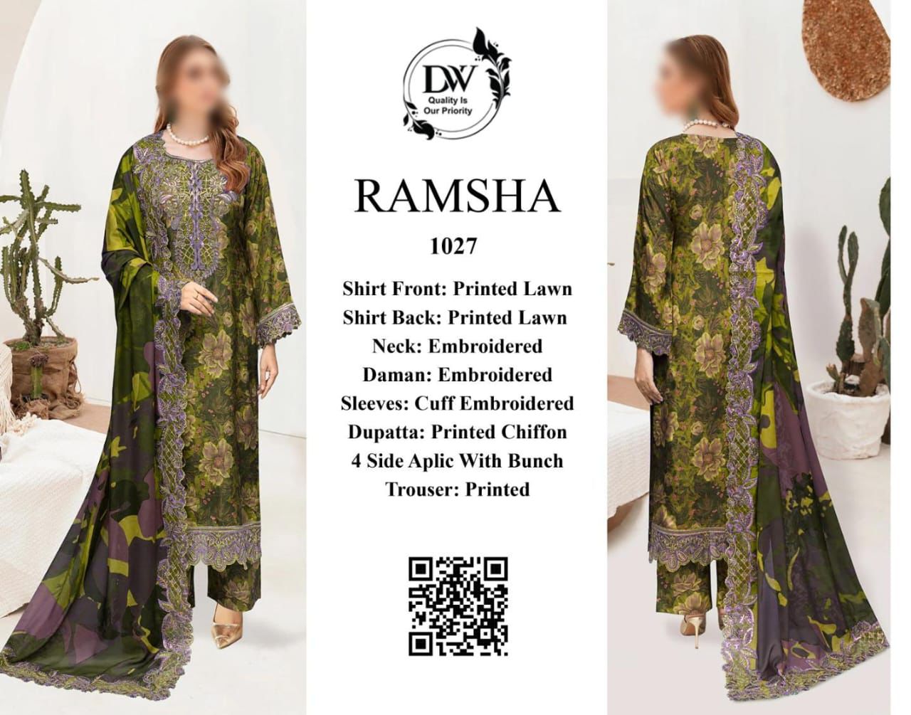 RAMSHA Elegant 3PC Unstitched Lawn Suit Collection