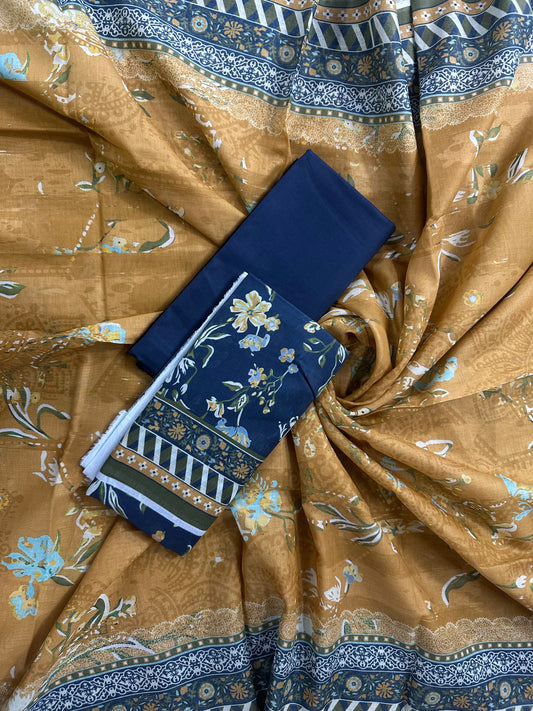 Bin Saeed By Zaman Teal Printed 3Pcs