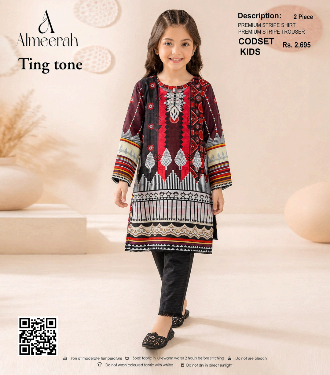 Almeerah Ting Tone Unstitched Kids 2Pcs Collection