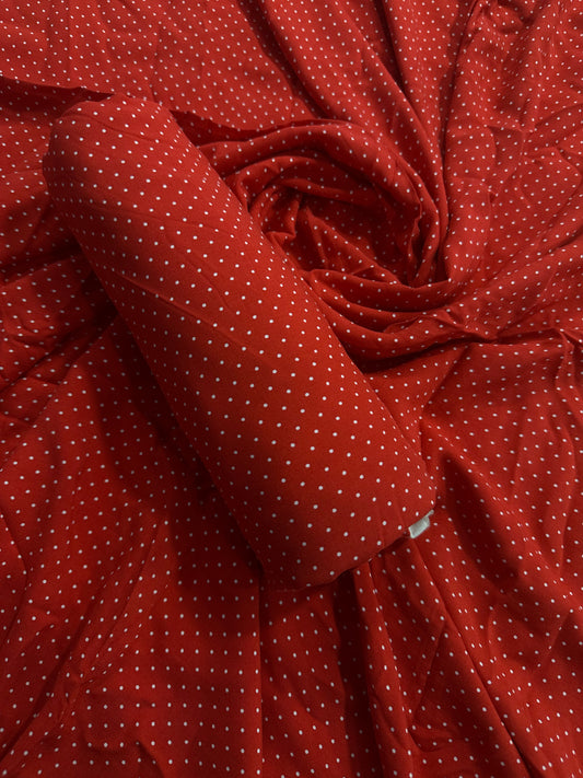 Digital Printed Red Linen Allover 2Pcs