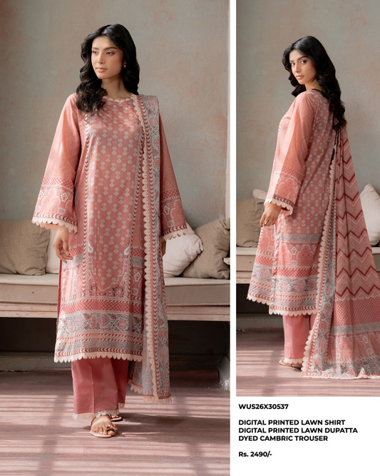 ZELLBURY Unstitched Lawn Collection 2026 Design #WUS26X30537