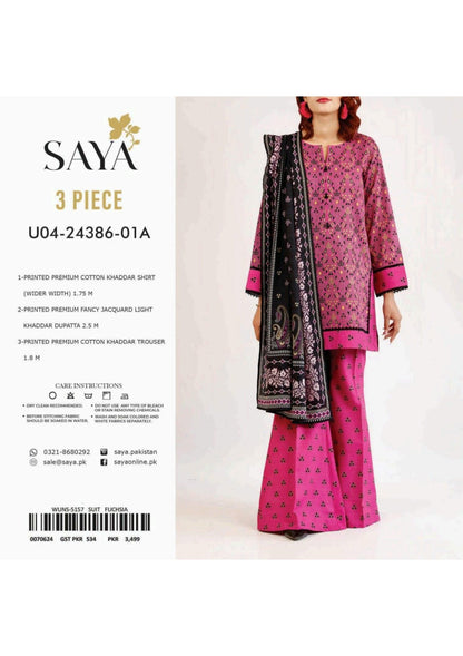 Saya 100% Original Cotton Khaddar 3P