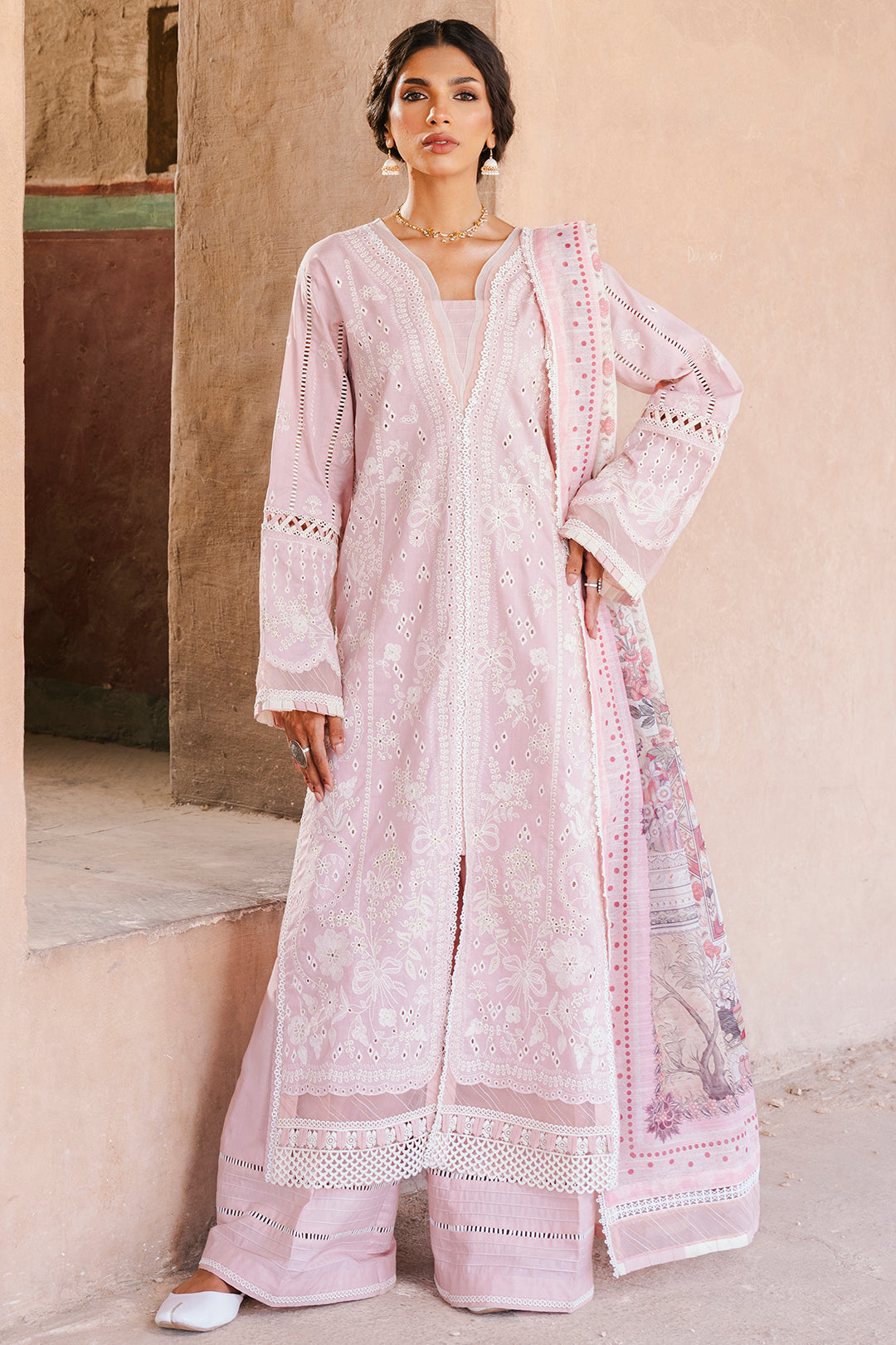 Zellbury Signature 🌸 SOFT PINK CHIKANKARI DREAM – WUS25E30836 🌸