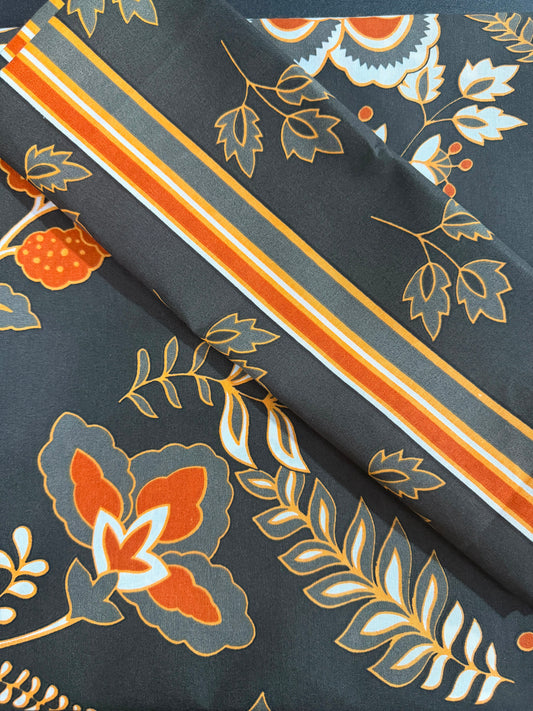 Salonika Charcoal-Orange Double Bed Bedsheets