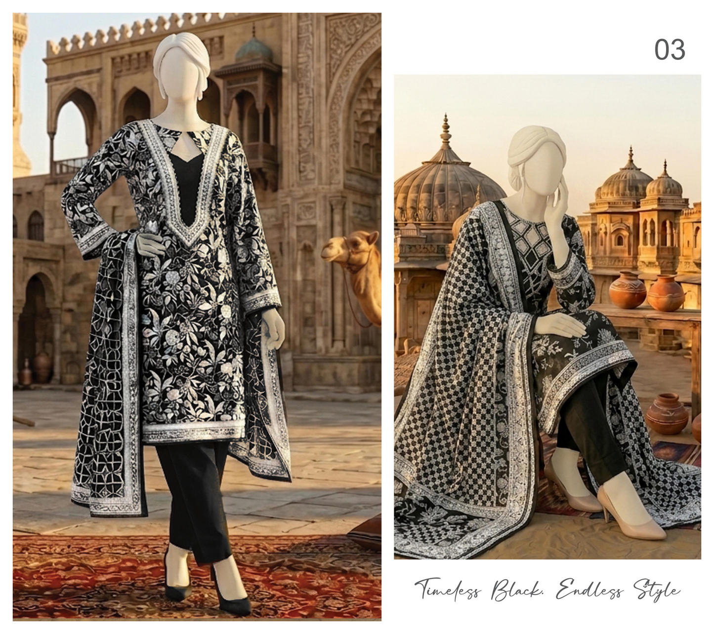 Sawera B&W Unstitched 3Pcs D-03