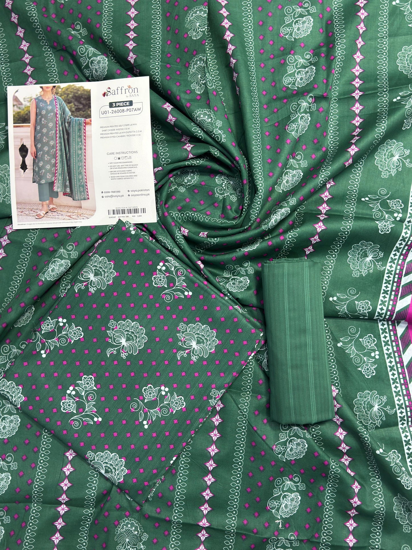 Saya 3 Piece Premium Lawn Collection D.C: U01-26008-P07AW