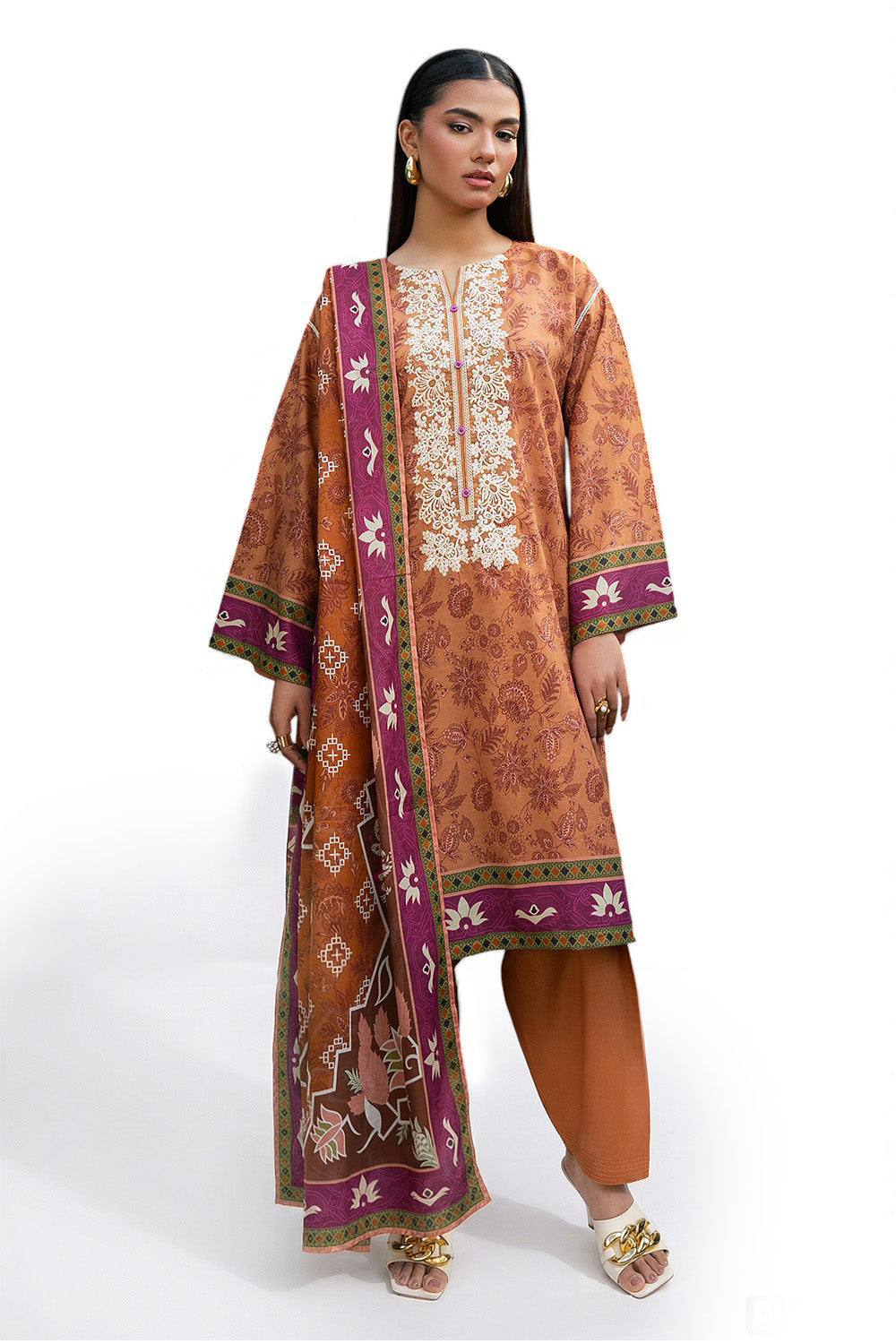 Gul Ahmed IUSTKSD-4023 Emb Lawn 3PCS