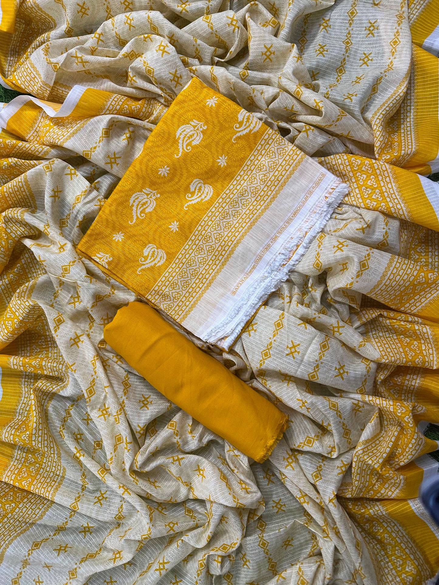 SAFINA BEIGE-YELLOW PRINTED 3PCS