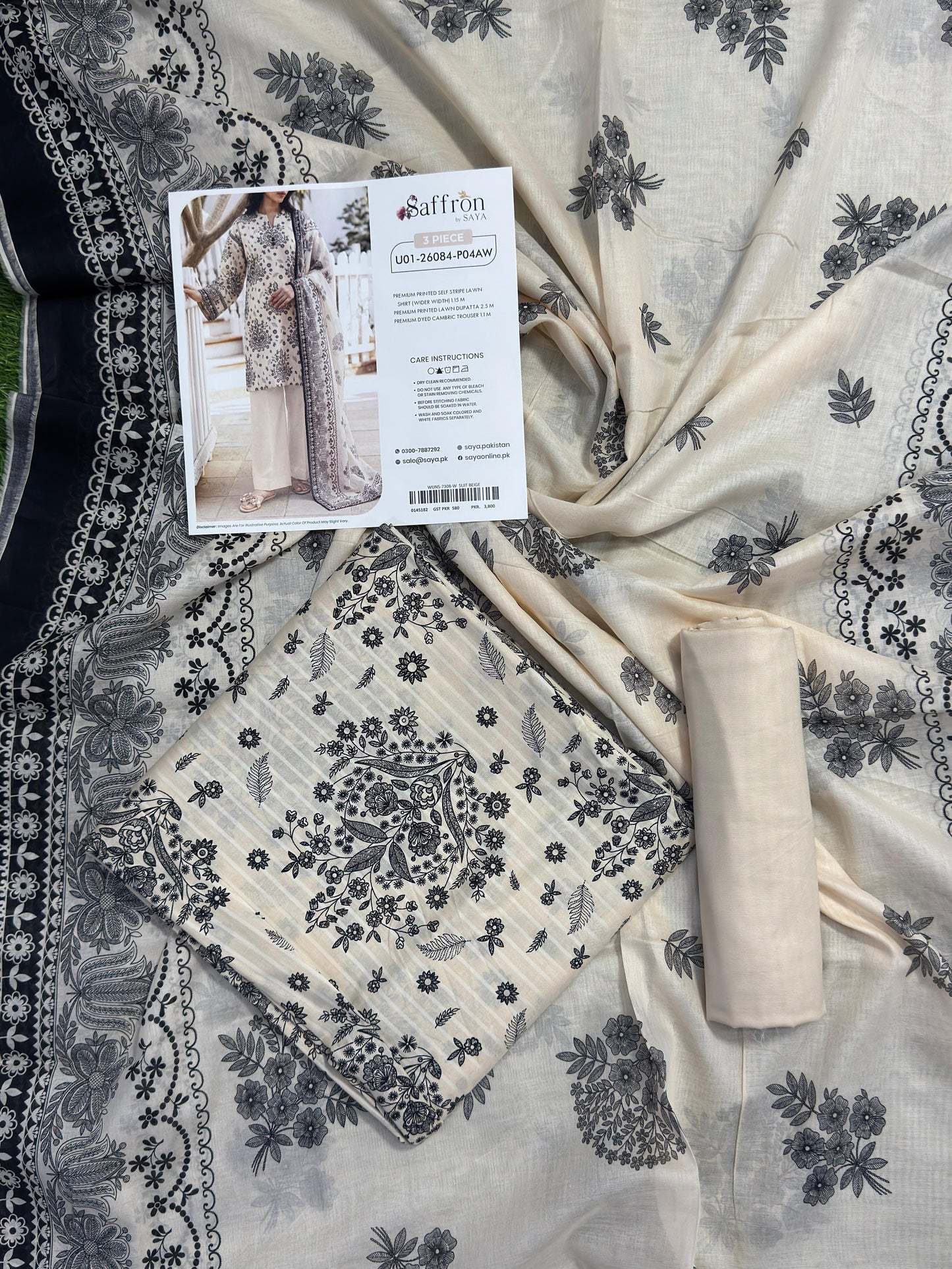 Saya 3 Piece Premium Lawn Collection D.C:U01-26084-P04AW