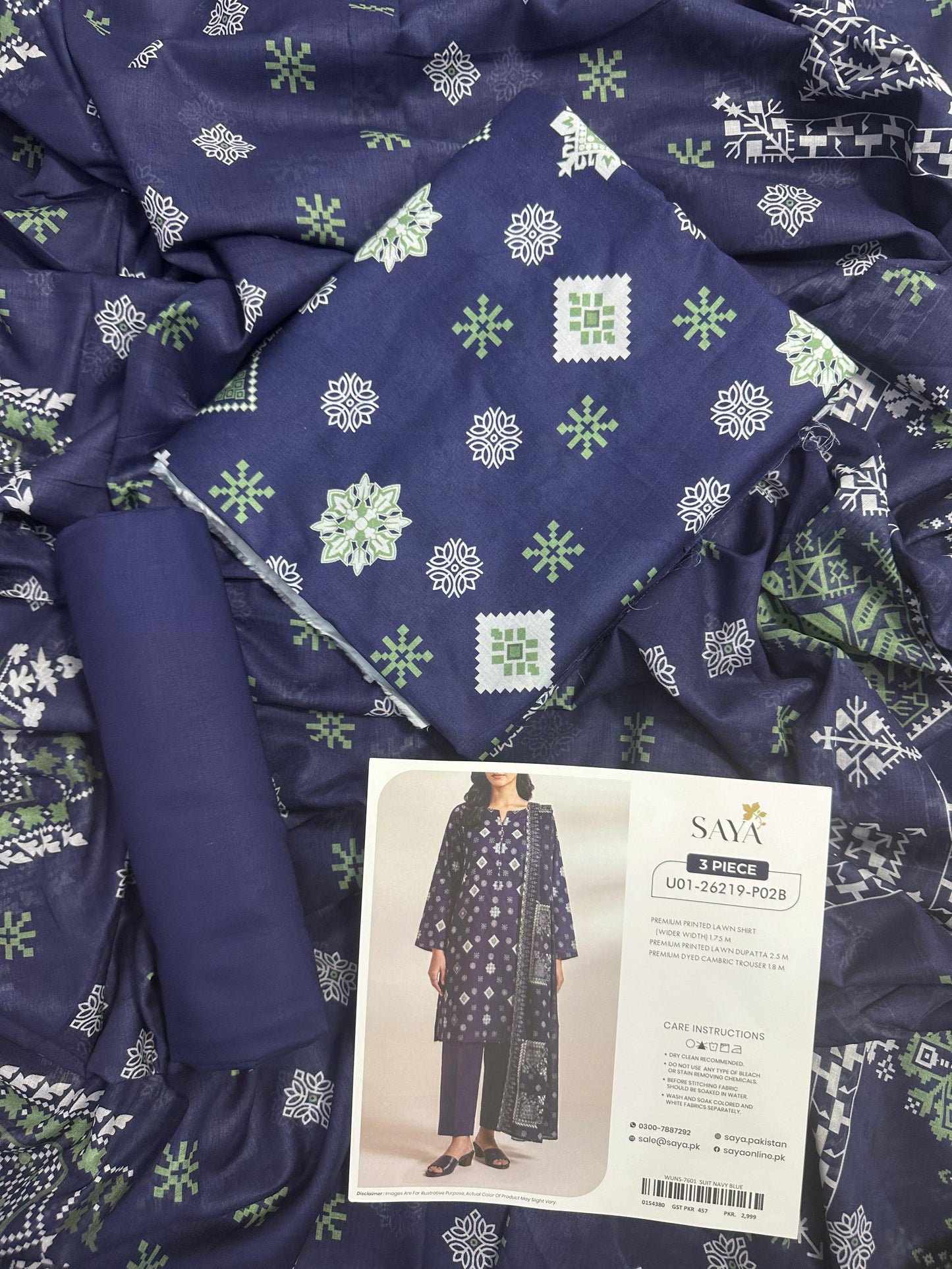 SAYA D.C:-U01-26219-P02B - 3 Piece Printed Lawn Collection
