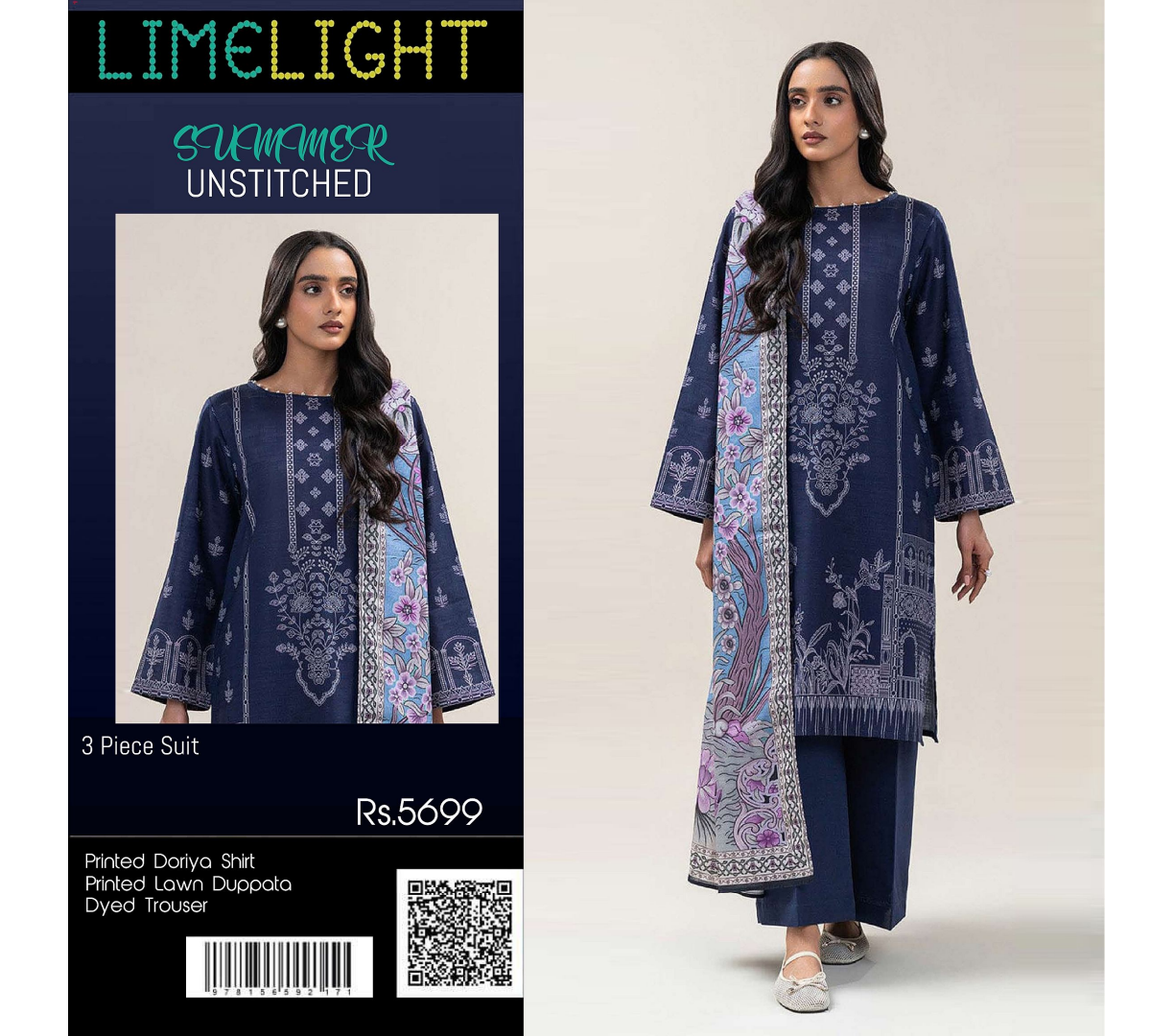 Limelight – Blue Zodiac - Doriya Unstitched 3 PCs Unstitched Suit