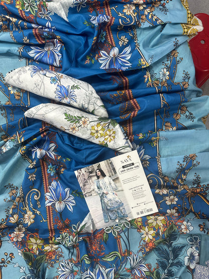 Saya 3 PCs Unstitched Lawn Collection D.No :-01