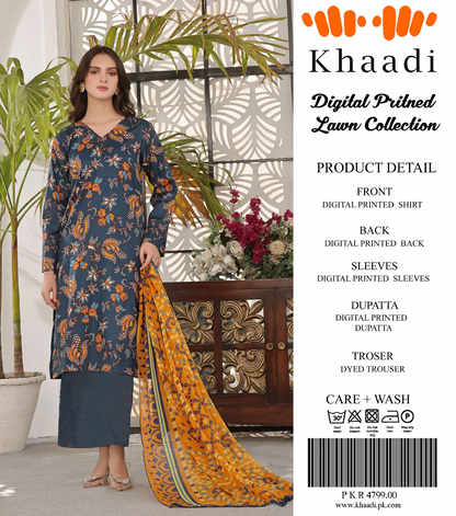 Khaadi Unstitched Lawn Printed  3PCs 💕🔥